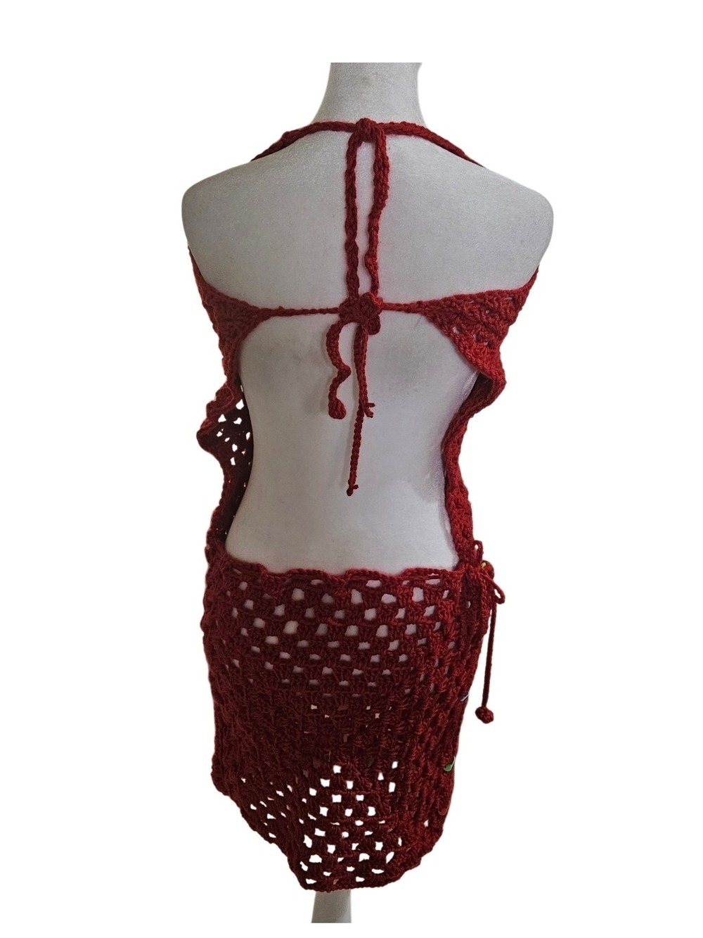 HANDCRAFTED GRANNYCORE DRESS WEARABLE ART - Picture 4 of 16